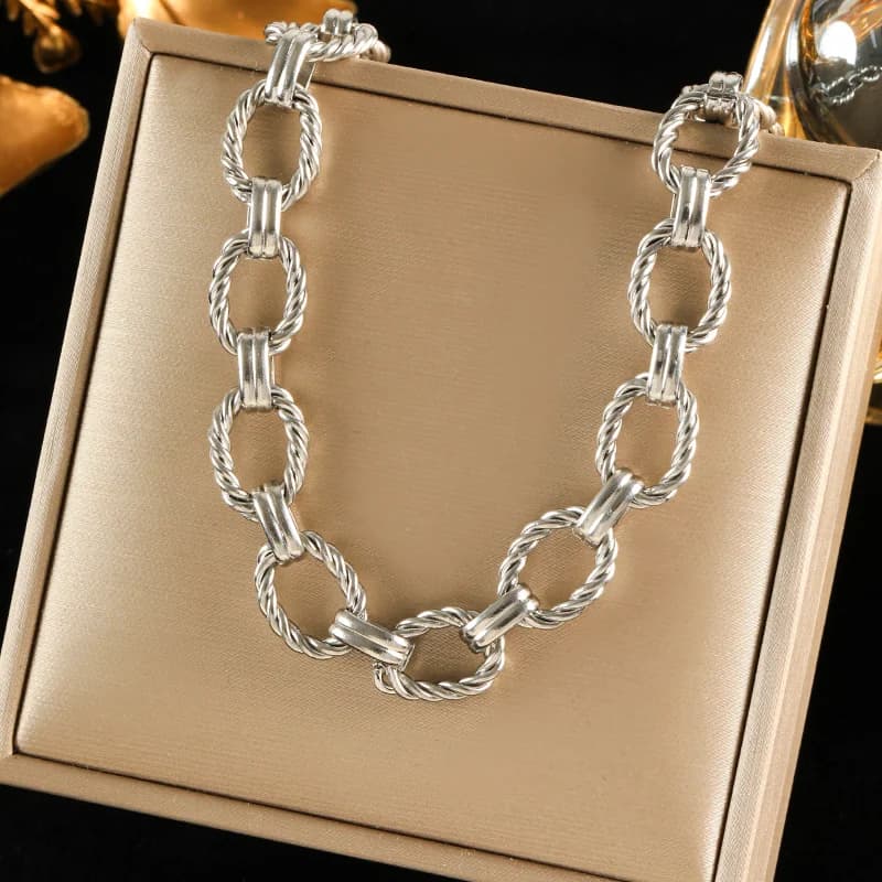 316L Stainless Steel Gold Plated Link Chain Set
