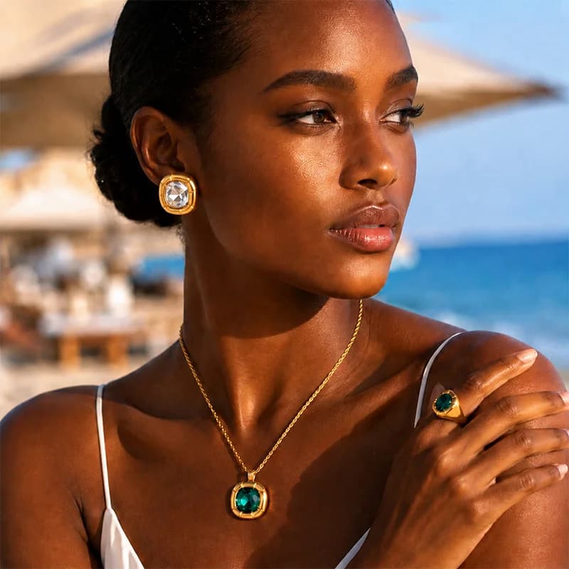 Cubic Zirconia Choker Necklace and Earring Set