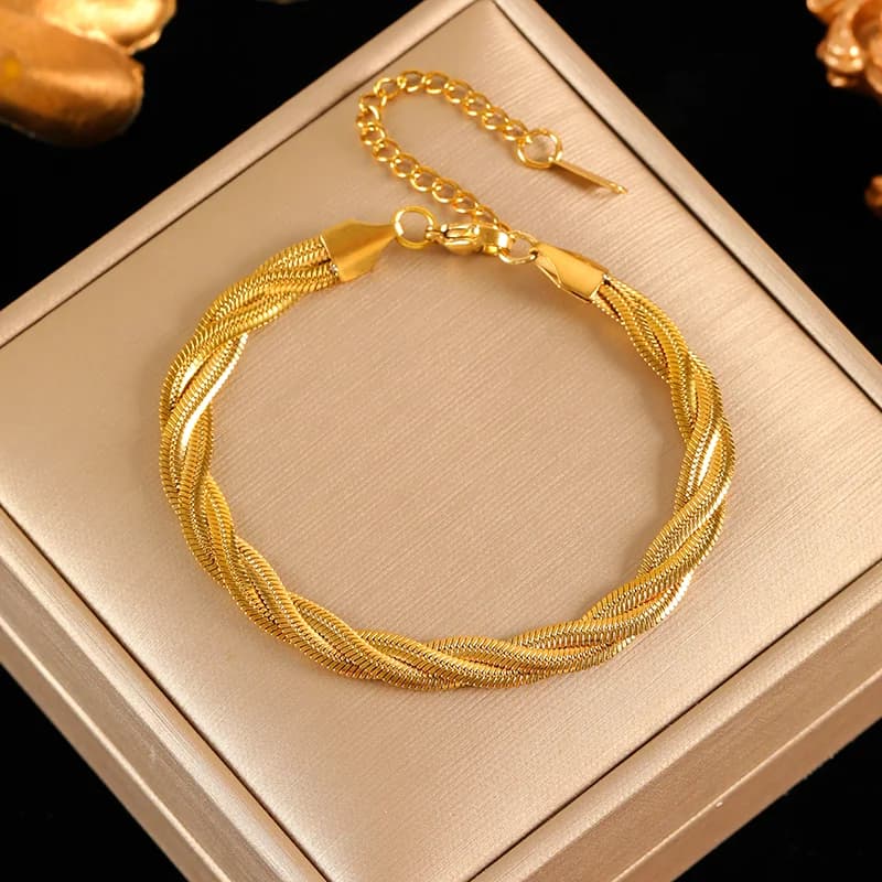 Cross Woven Chain Necklace and Bracelet Set