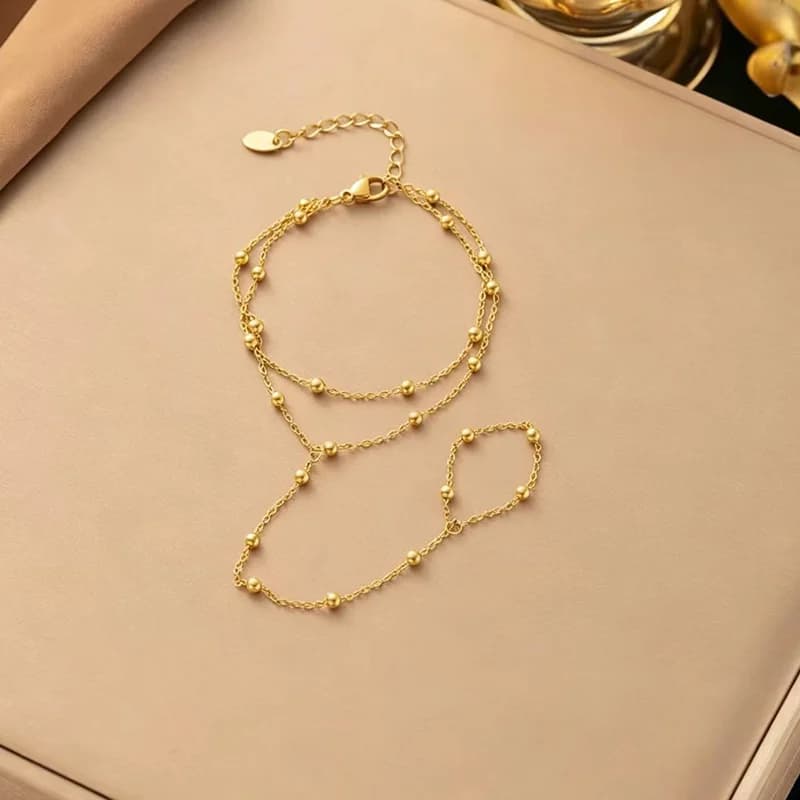 Textured Metal Bead Chain Bracelet