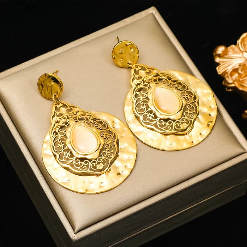 Gold Geometric Drop Earrings
