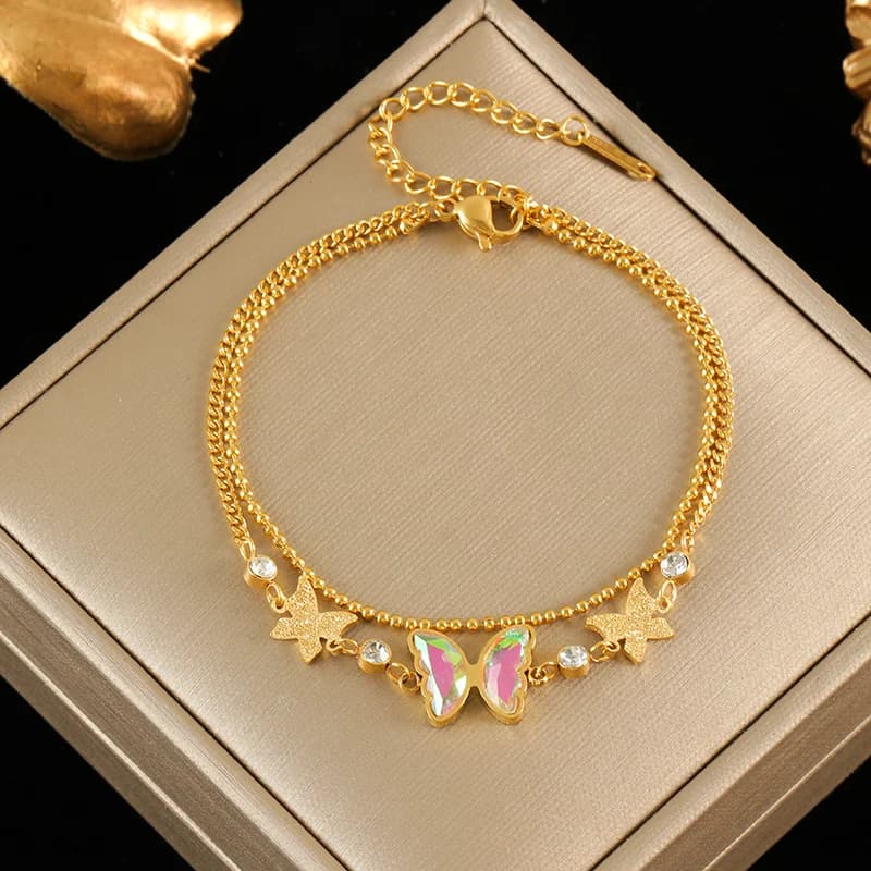 Flower and Star Charm Bracelet with Pearls