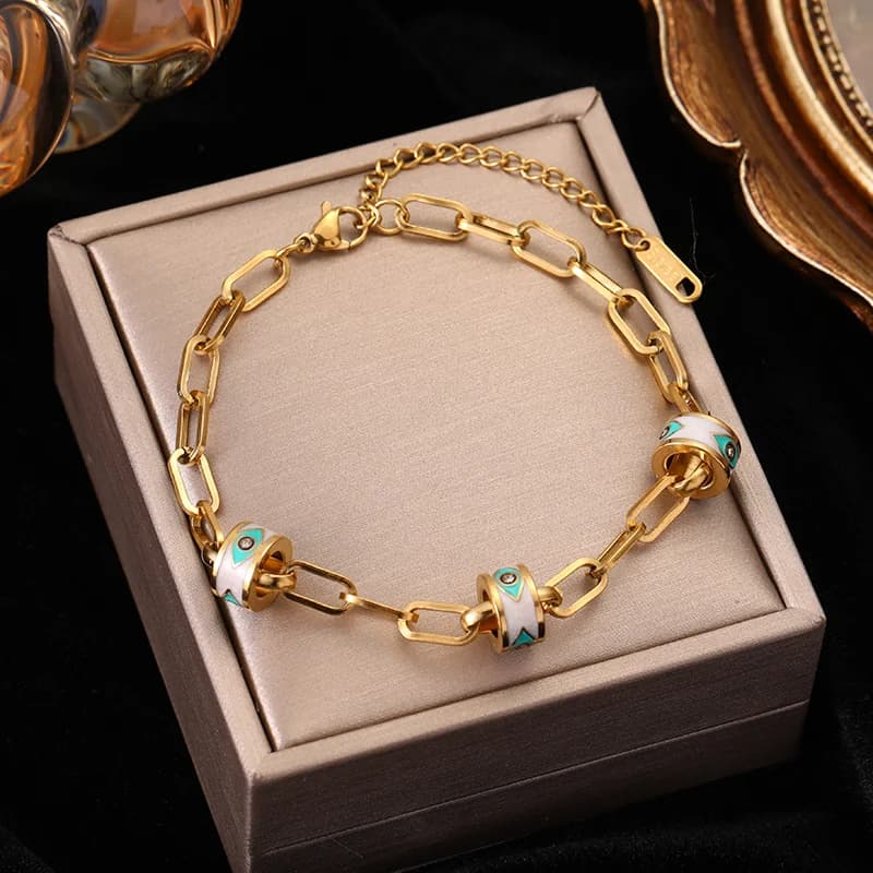 Geometric Circle Charm Stainless Steel Bracelet