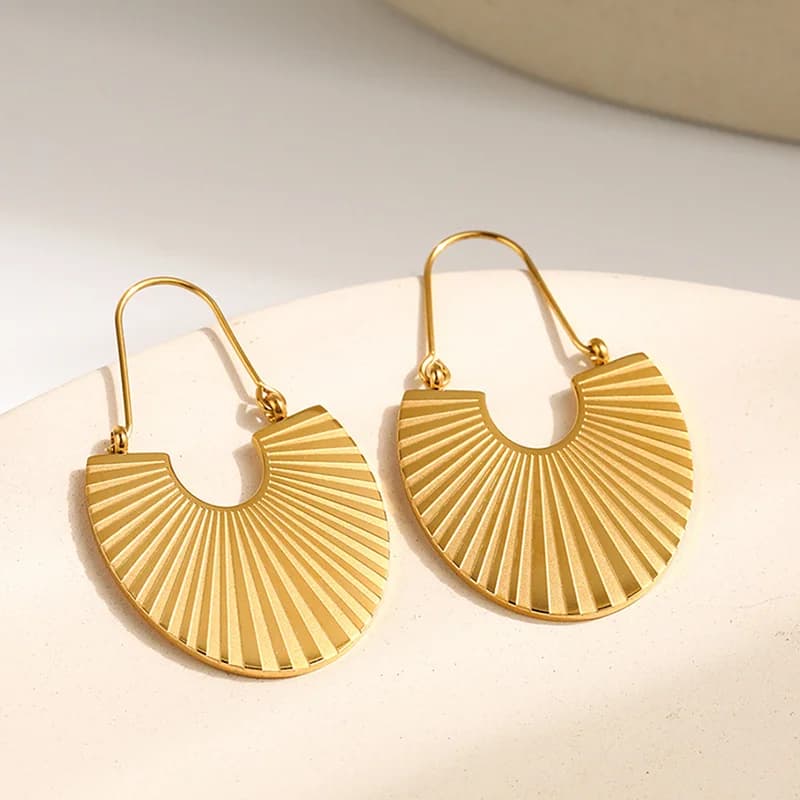Natural Stone Butterfly Flower Dangle Earrings, Gold