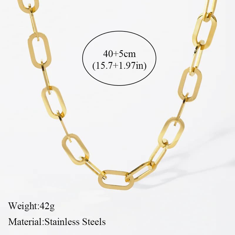 Stainless Steel Gold Thick Link Chain Necklace