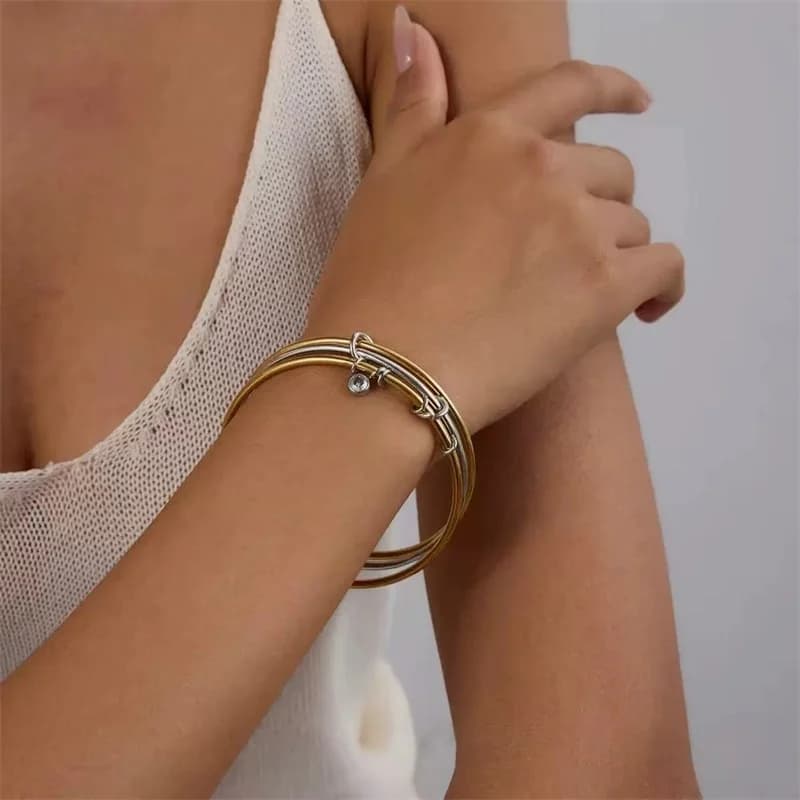 316L Stainless Steel Multi-Layer Zirconia Stacking Bracelet