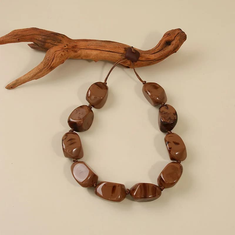 Brown Resin Bohemian Choker Necklace