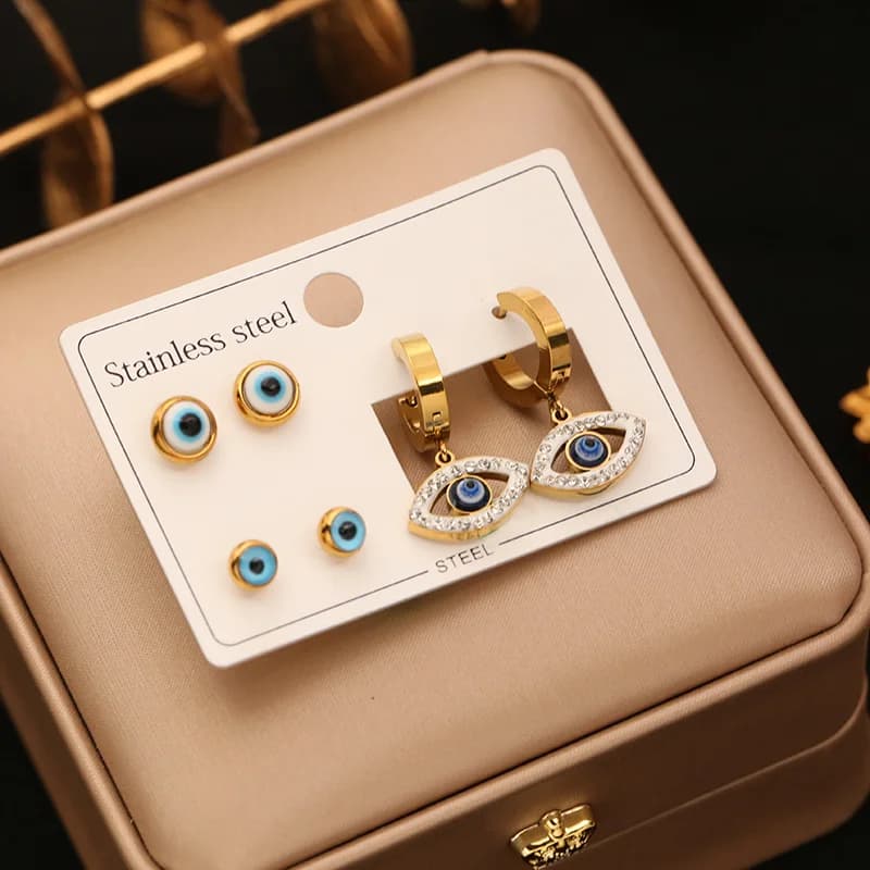 3-Pair Round Cubic Zirconia Stud Earring Set