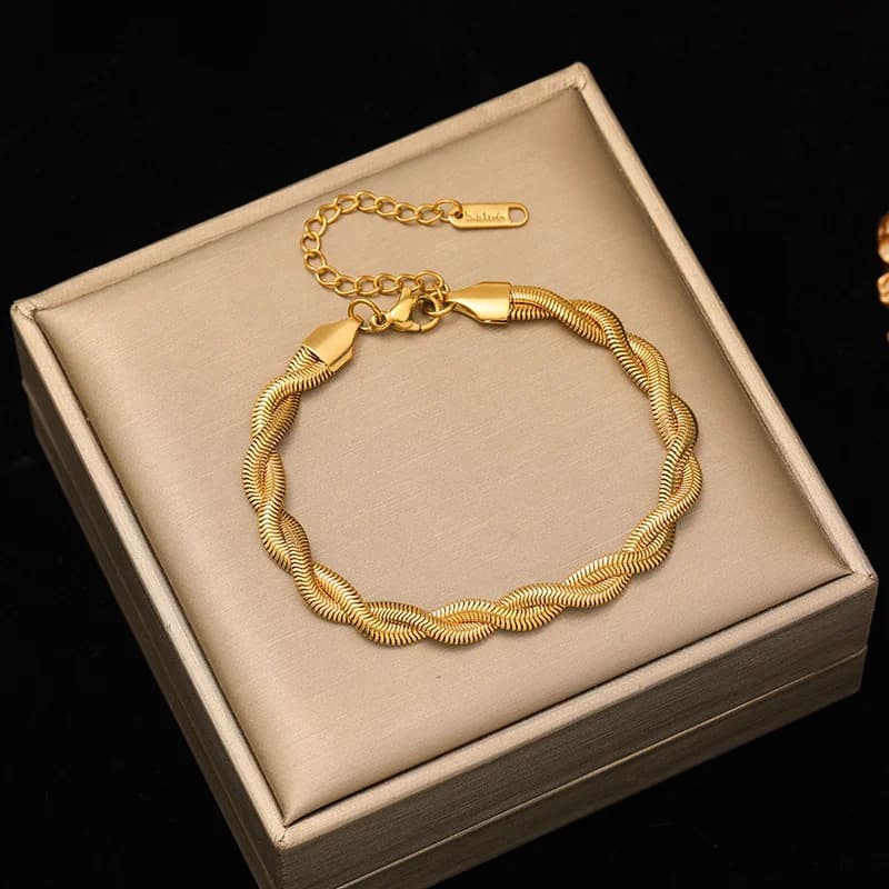 Stainless Steel Three-Layer Crossed Chain Bangle