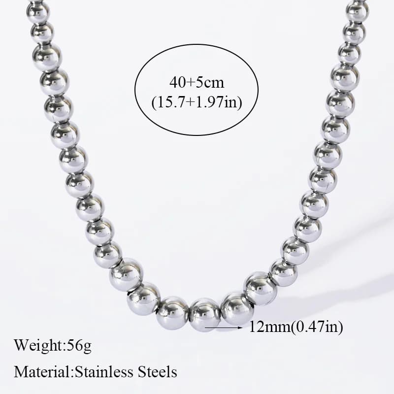 Gold and Silver Solid Bead Necklace Bracelet Set