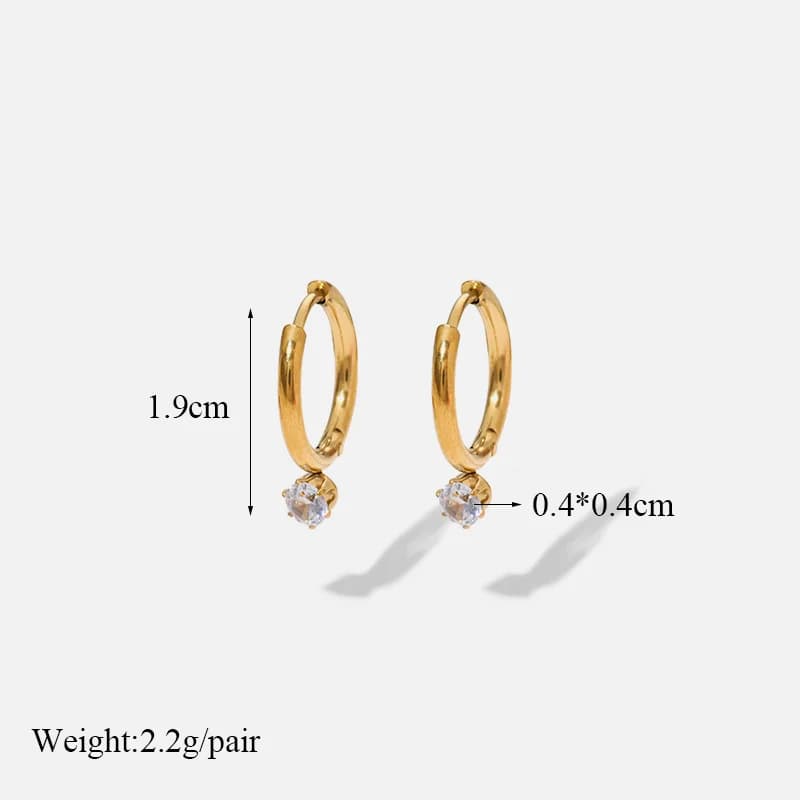 Small Heart Eye Stone Stud Earrings, Stainless Steel