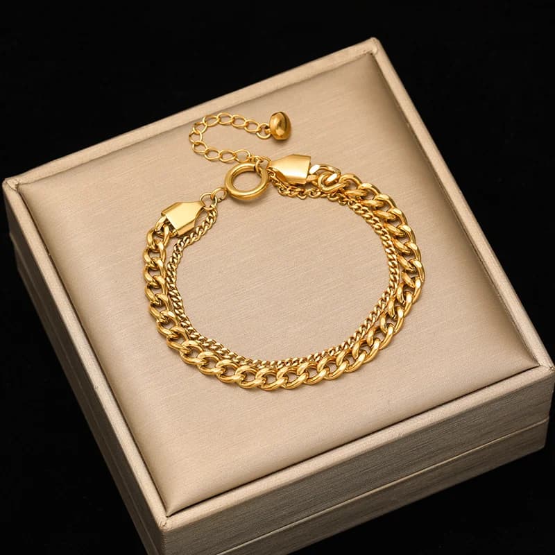 316L Stainless Steel Double Layer Zircon Bracelet