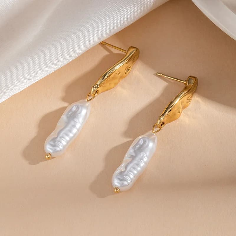Irregular Pearl Tassel Drop Dangle Earrings