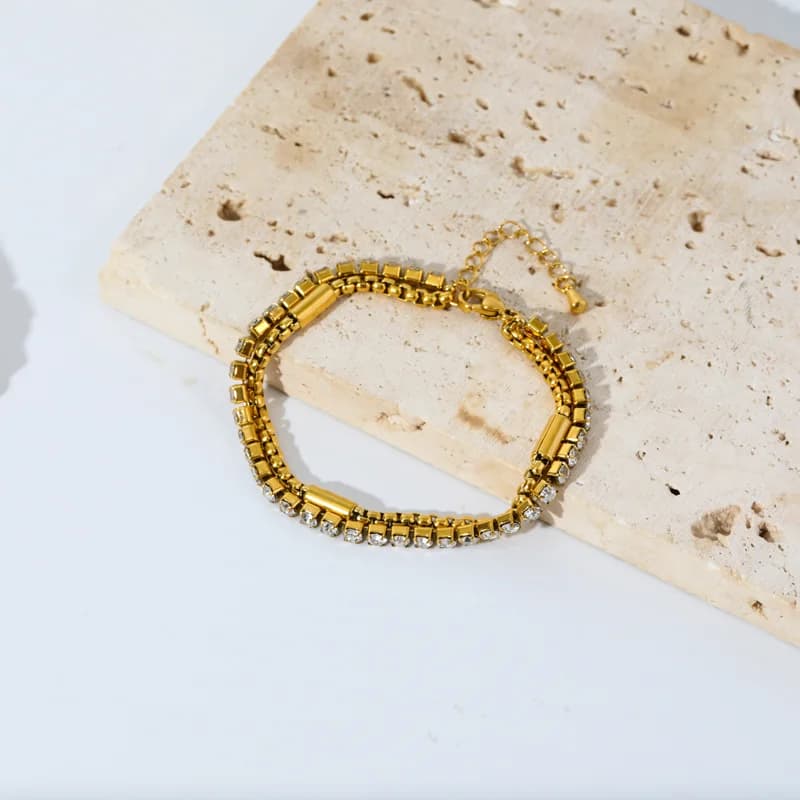 316L Stainless Steel Double Layer Zircon Bracelet