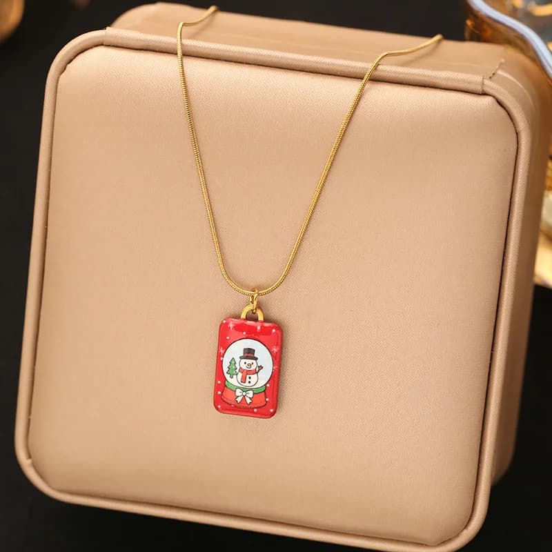 Creative Christmas Enamel Pendant Necklace