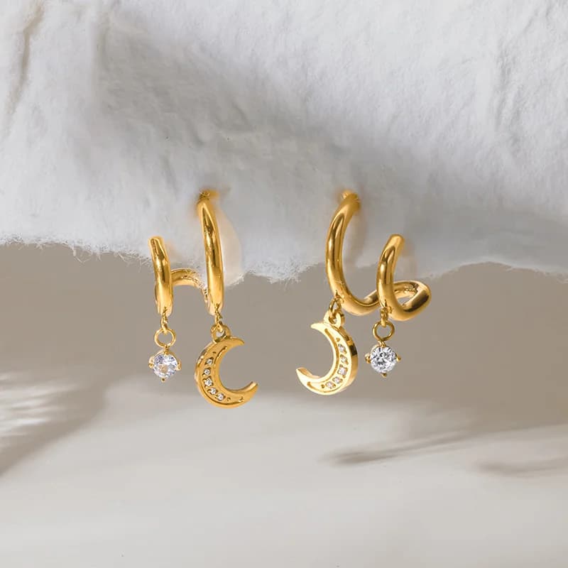 Stainless Steel Irregular Zircon Stud Earrings