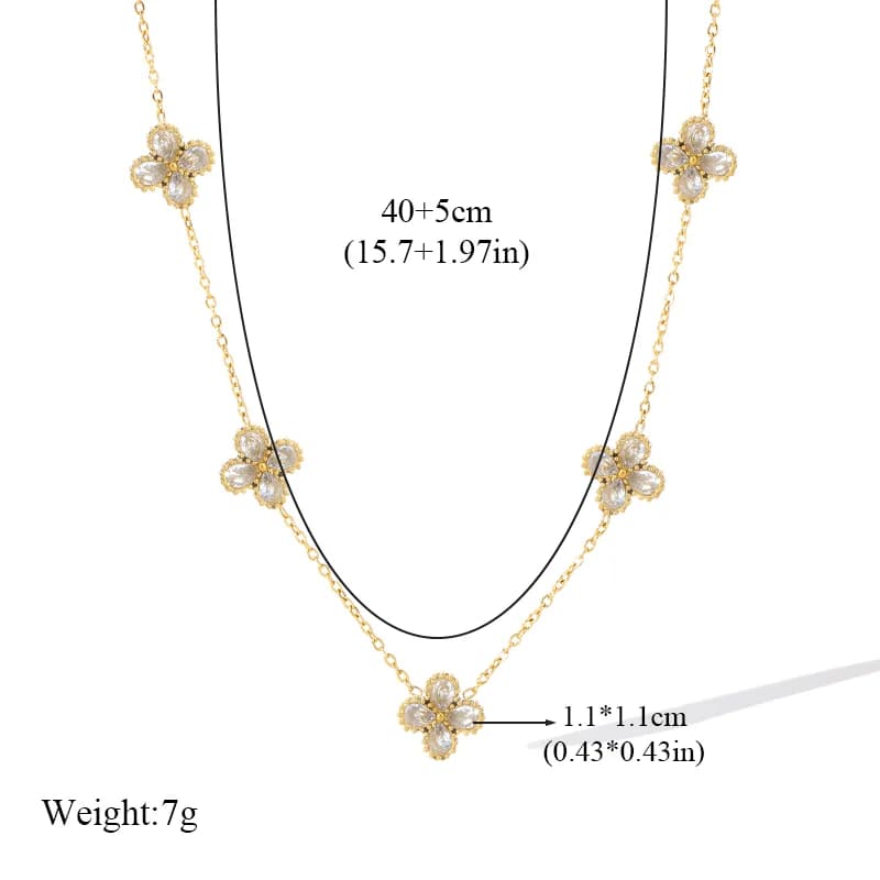 Zircon Flower Necklace, Earring and Bracelet Set