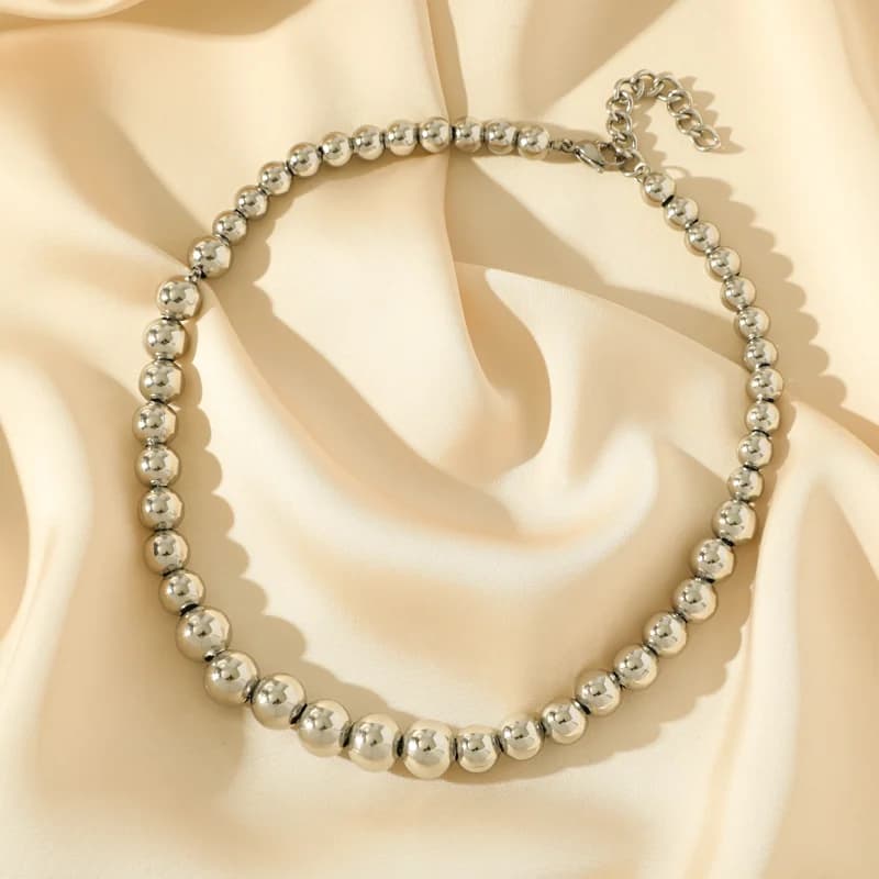 Solid Beaded Stainless Steel Necklace