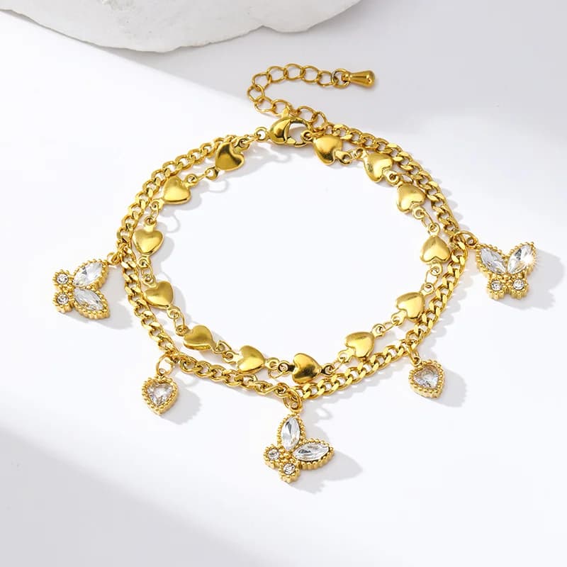 Cubic Zirconia Butterfly Chain Bracelet