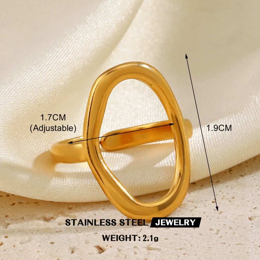 Ginkgo Leaf Zircon Adjustable Ring, Stainless Steel