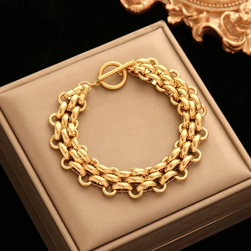 Cuban Chain Necklace and Bracelet Set, Silver