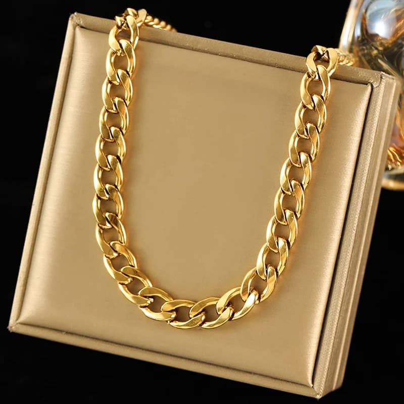 Thick Stainless Steel Neck Chain, Gold Color
