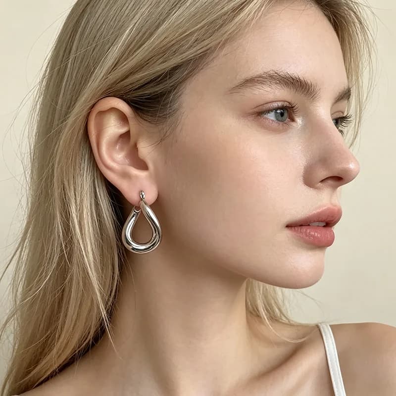 Simple Round Stainless Steel Hoop Earrings