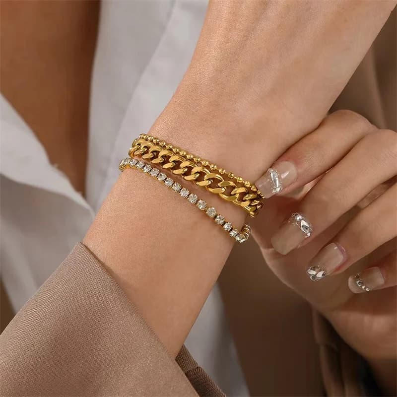 Sparkling Zirconia Chain Bracelet