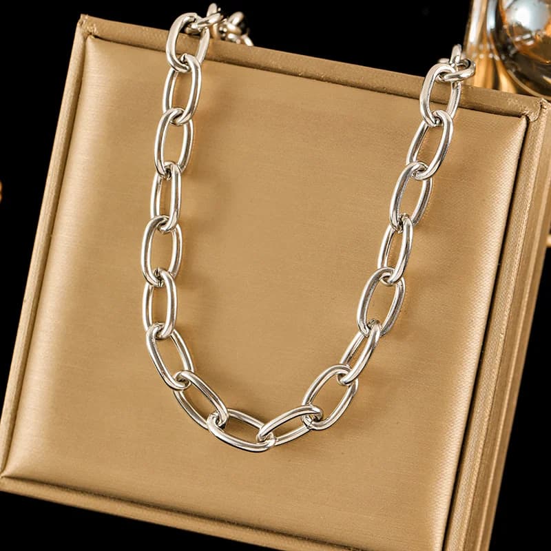 Thick Silver Color Chain Necklace