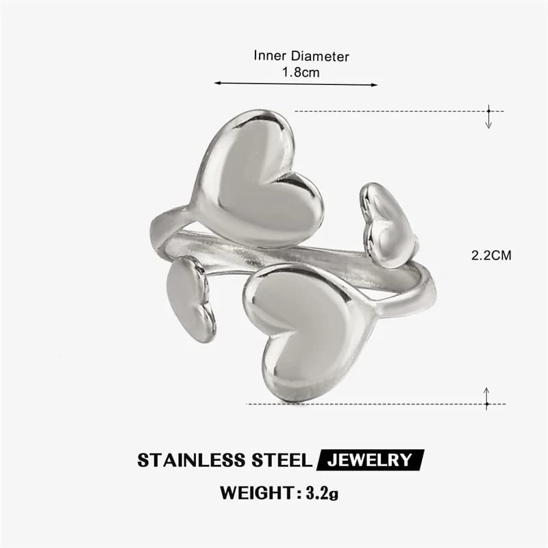 316L Stainless Steel Heart Adjustable Ring
