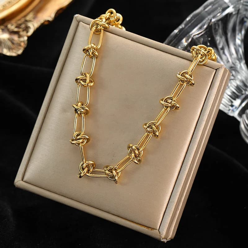 Stainless Steel Gold Thick Link Chain Necklace