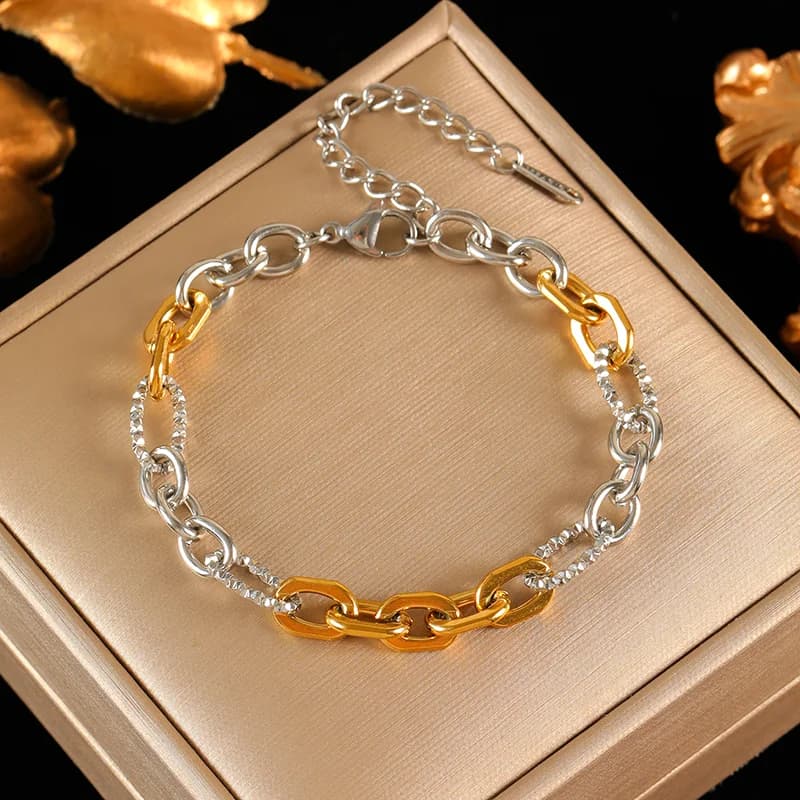 Statement Metal Chain Necklace and Bracelet Set