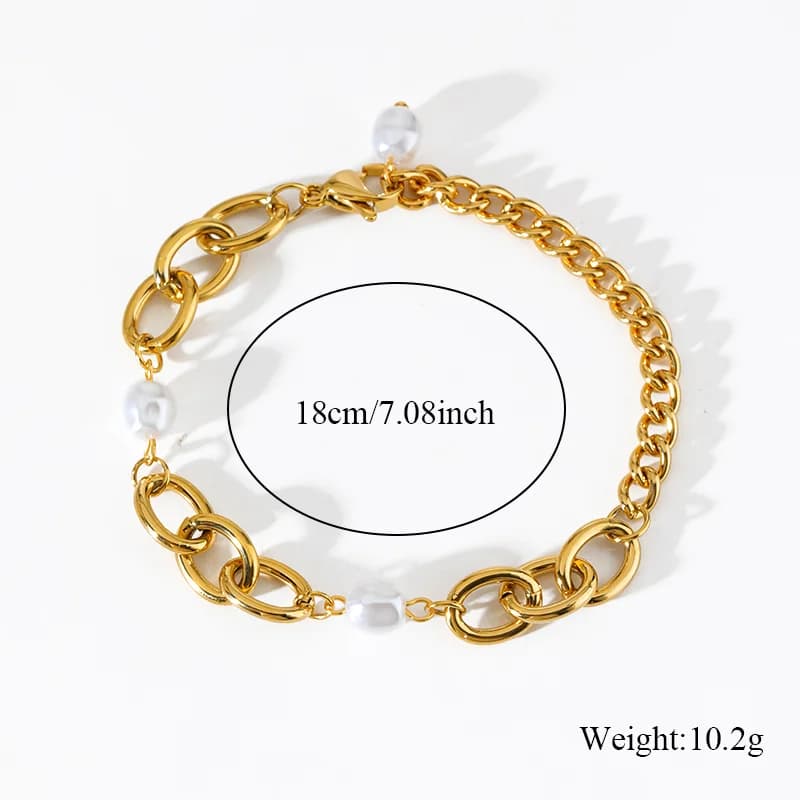 Gold and Silver Color Link Chain Bracelet Bangles