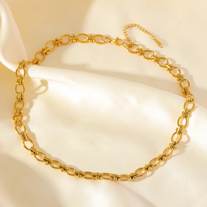 Silver Color Pearl Chain Choker Necklace