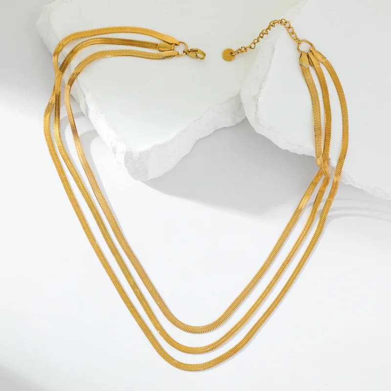 Gold Color Multilayer Chain Necklace for Women