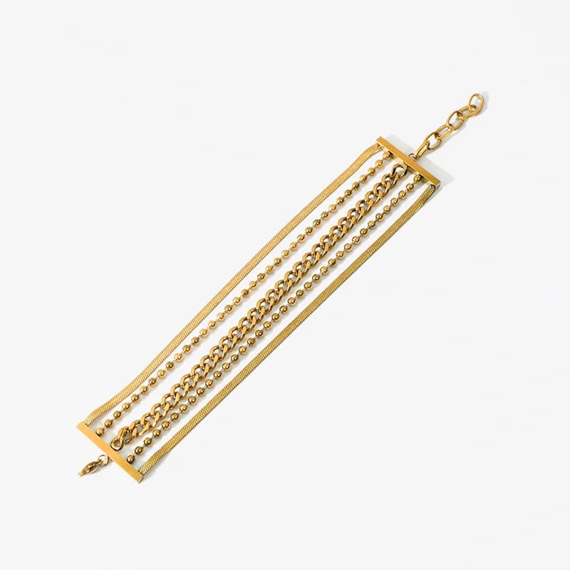 Gold Color Multi-Layer Stainless Steel Chain Bracelet