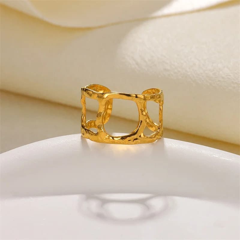 18K Gold Plated Open Charm Ring