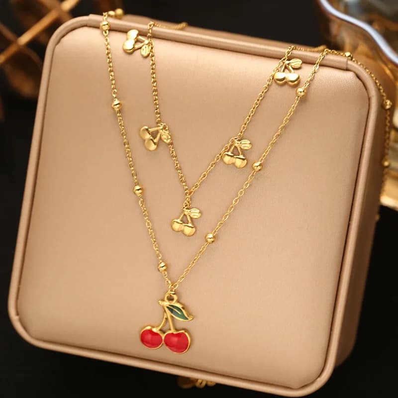 Flower Cherry Pearl Pendant Necklace