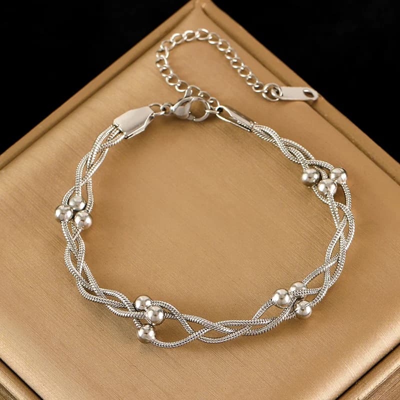 Stainless Steel Silver Color Snake Chain Bracelet