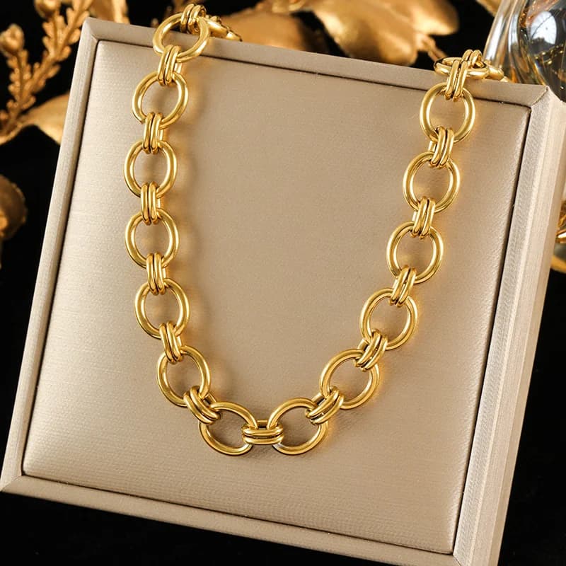 Thick Stainless Steel Neck Chain, Gold Color