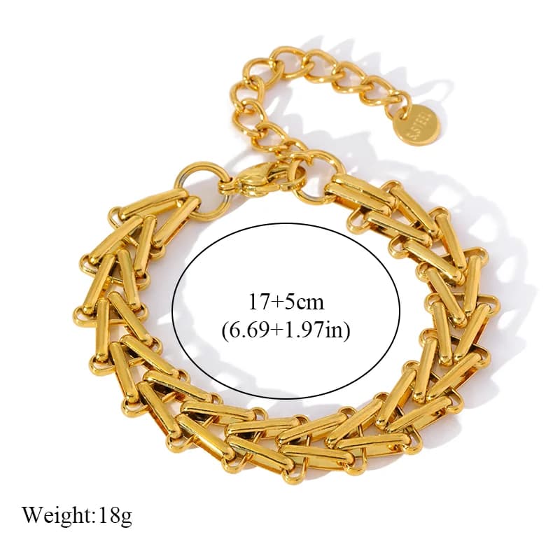 Geometric Thick Chain Bangle, Gold Plated
