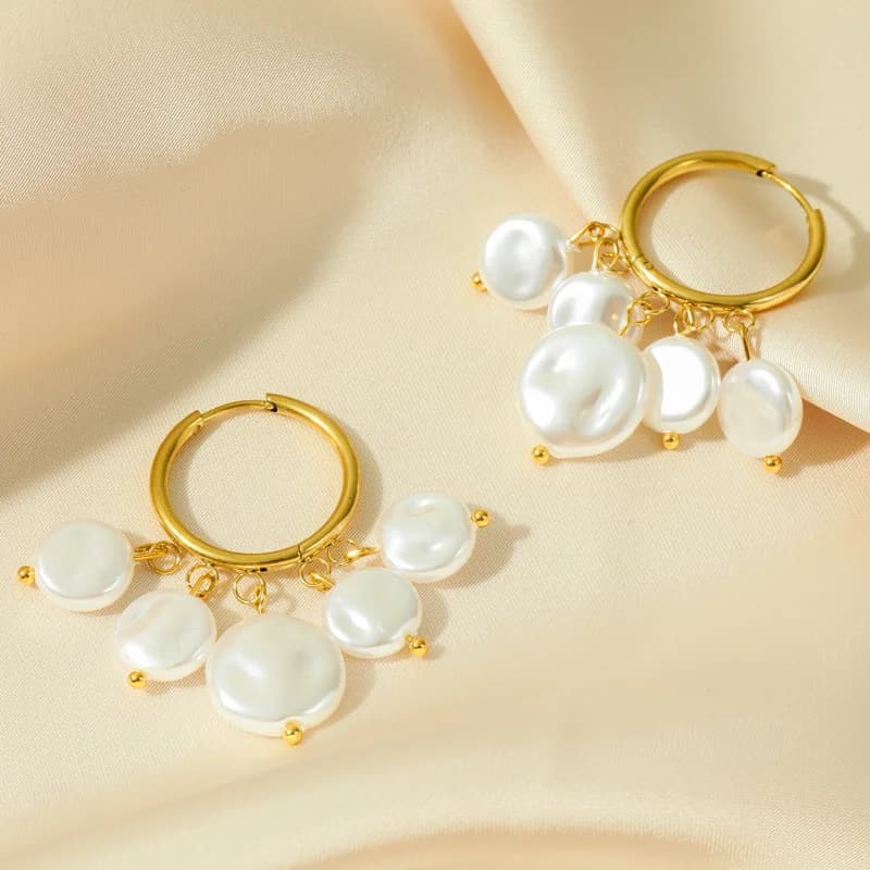 Gold Pearl Stud Earrings