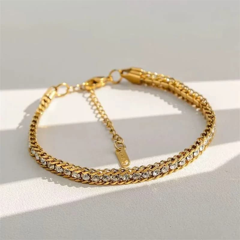 Sparkling Zirconia Chain Bracelet