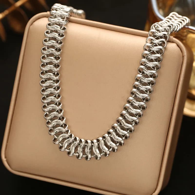 Thick Gold Chain Necklace and Bracelet Set
