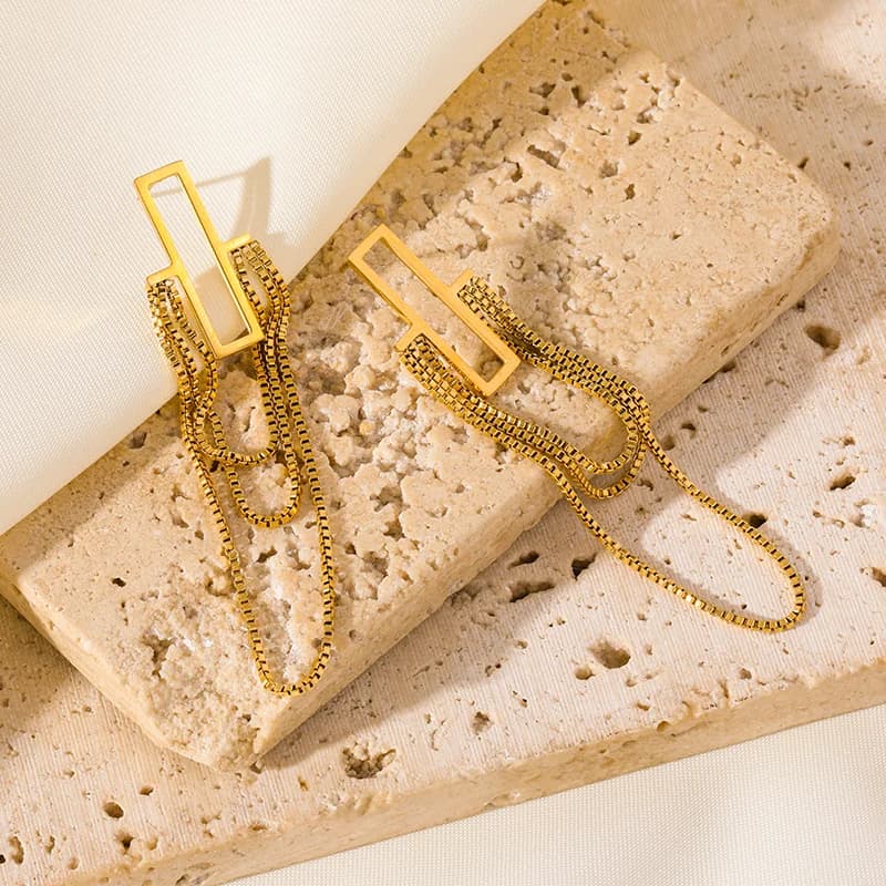 Gold Color Tassel Dangle Earrings