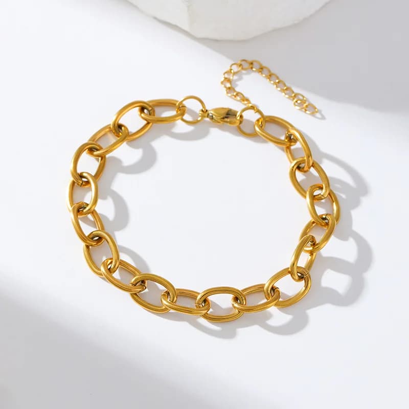 Thicker OT Buckle Link Chain Bracelet, Textured