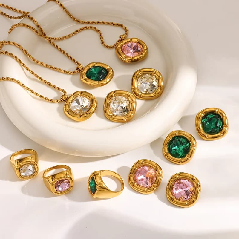Cubic Zirconia Choker Necklace and Earring Set