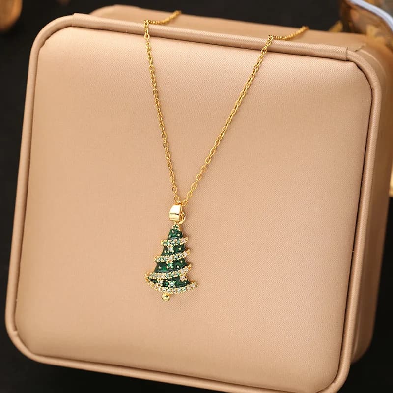 Creative Christmas Enamel Pendant Necklace