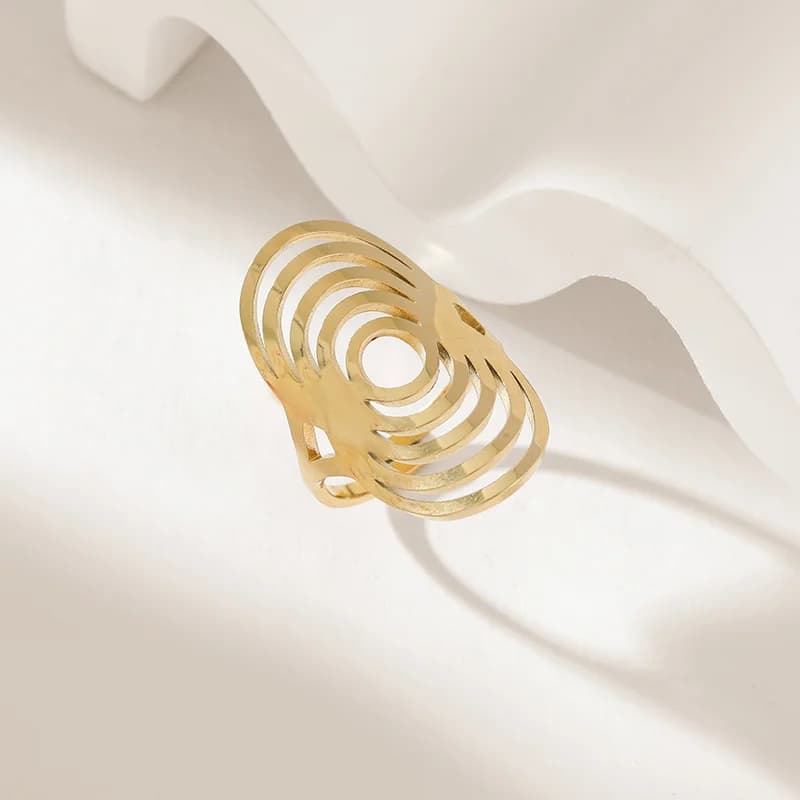 Exaggerated Open Adjustable Ring in Gold Stainless Steel