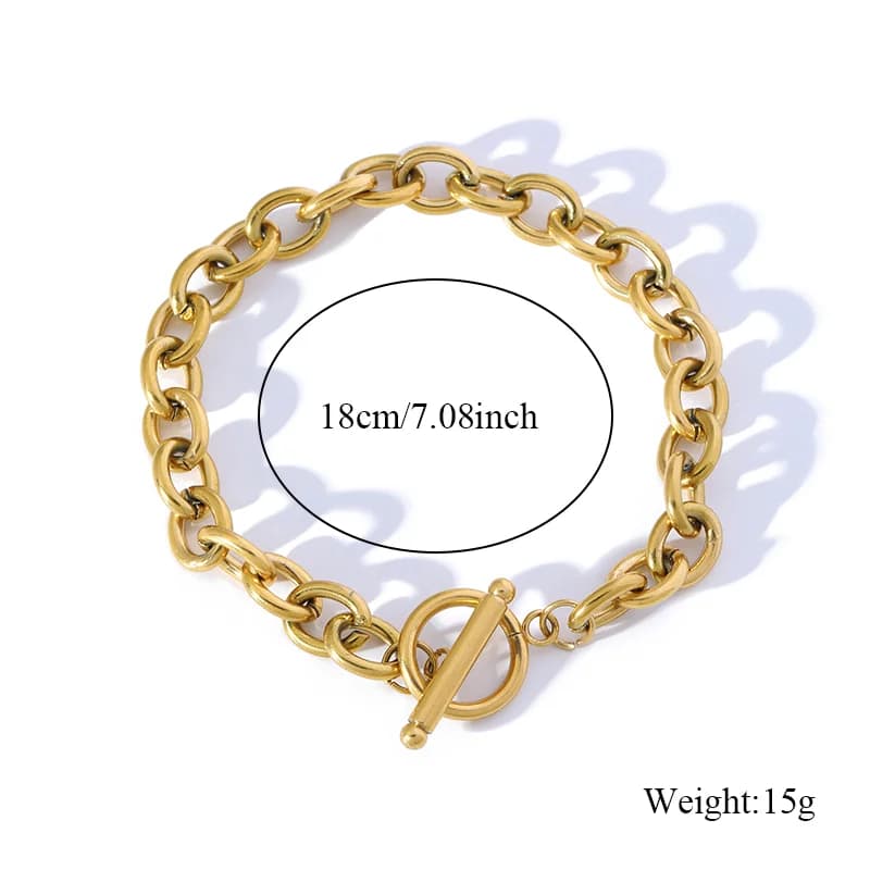 Thicker OT Buckle Link Chain Bracelet, Textured
